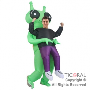 DISFRAZ INFLABLE ALIEN CON SECUESTRADO ADULTO 2,10 MT